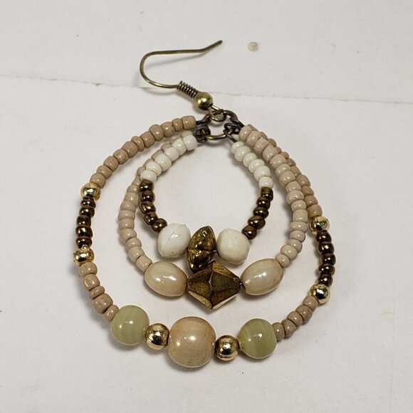 2/$30 Gold tone Hoop Colorful Beaded Drop Dangle Earrings, Women's Fashion 2.25" - Picture 7 of 9